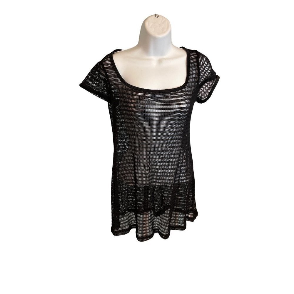 Baja Blue Black Net Mesh Swimsuit Coverup Sz S
